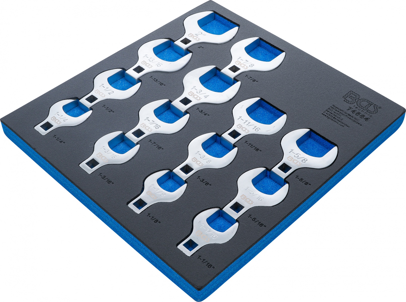 Įrankių dėklas 2/3: Veržliarakčių rinkinys su šoniniais raktais | Coliniai dydžiai | 14 vnt. (74564)