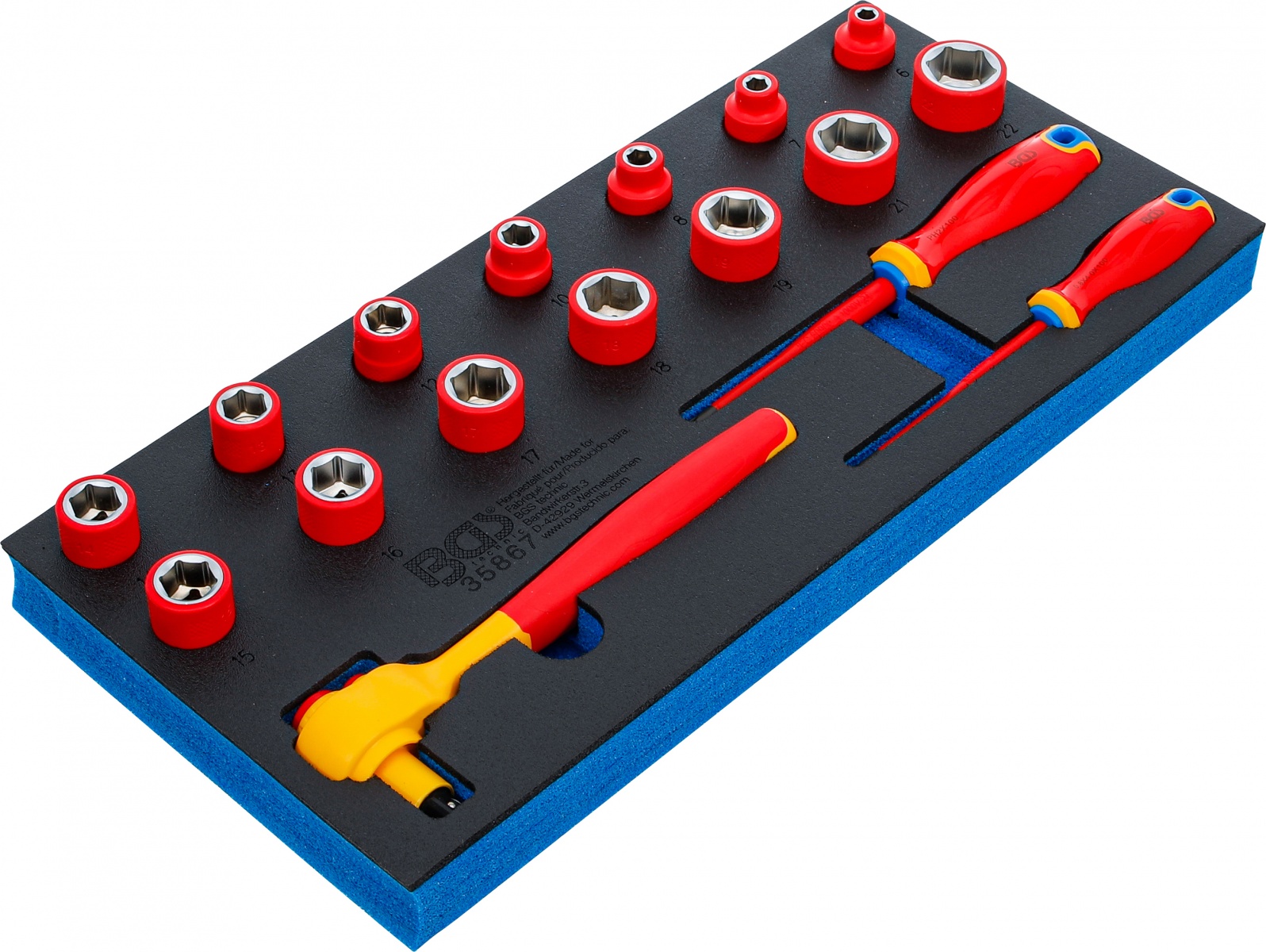 Įrankių dėklas 1/3: VDE galvučių ir atsuktuvų rinkinys | 10 mm (3/8