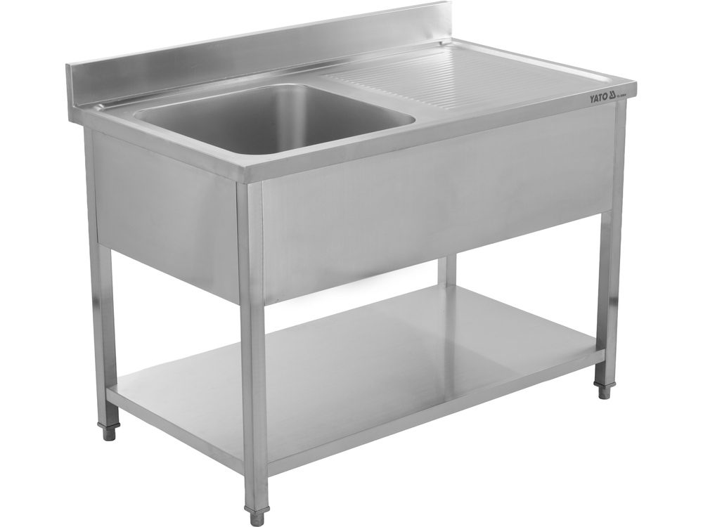Nerūdijančio plieno stalas su praustuve | 120 x 70 cm (YG-30904)