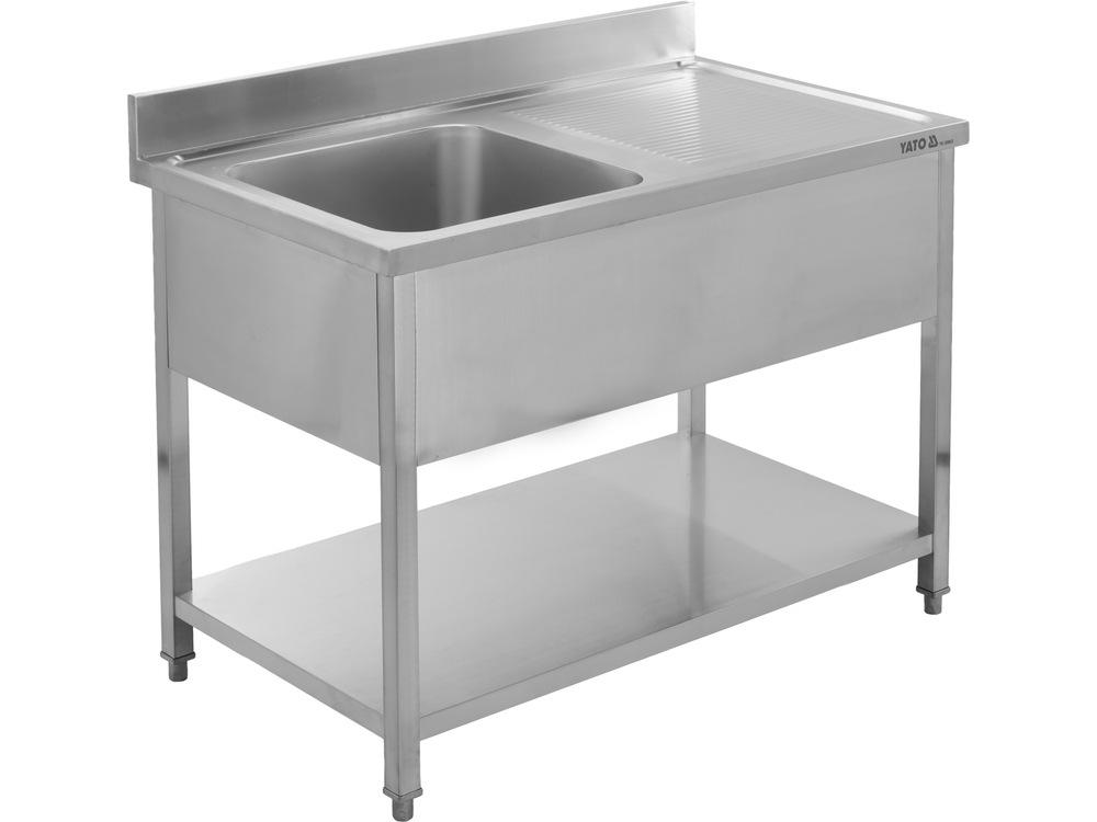 Nerūdijančio plieno stalas su praustuve | 100 x 70 cm (YG-30903)