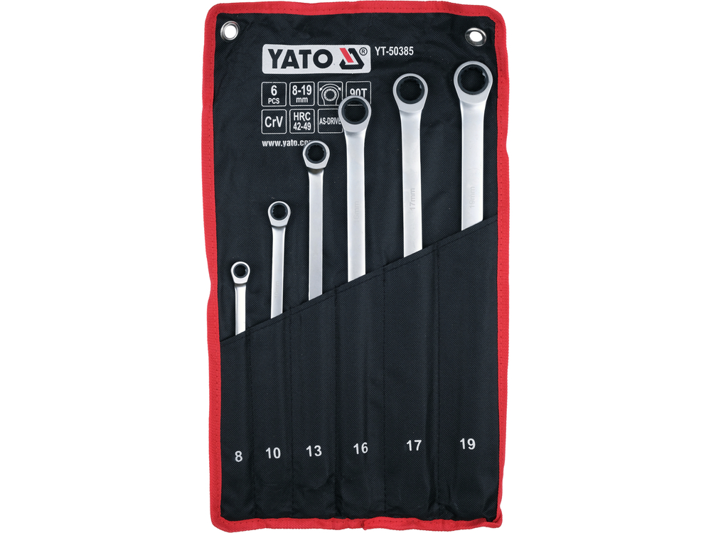 Terkšlinių/kilpinių dvipusių pailgintų raktų rinkinys | 8-19 mm | 6 vnt (YT-50385)