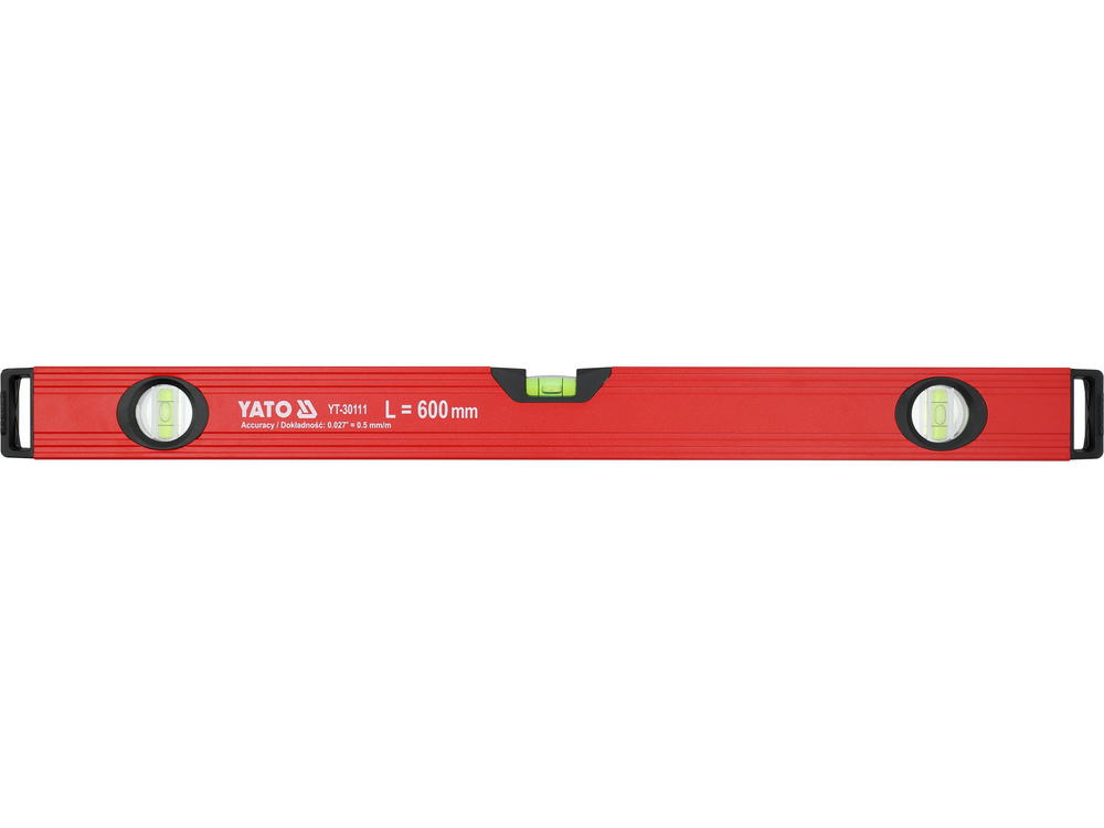 Gulsčiukas aliuminis | BOX level | 600 mm | su rankenėlėmis | 3 akutės (YT-30111)