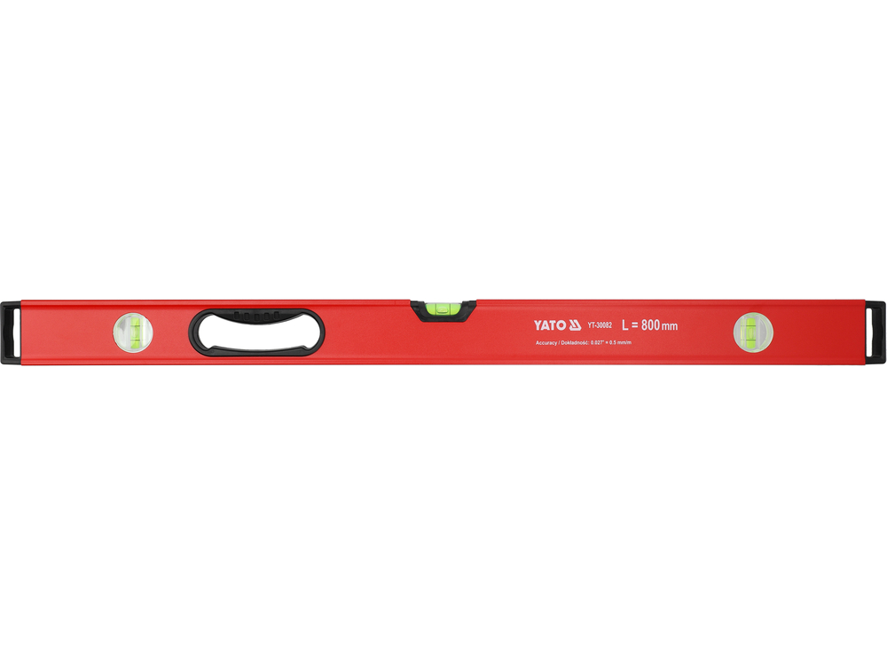 Gulsčiukas aliuminis | BOX level | 800 mm | su rankenėlėmis | 3 akutės (YT-30082)