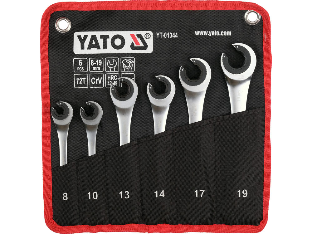 Terkšliniai raktai | atviri | 8 - 19 mm | 6 vnt (YT-01344)