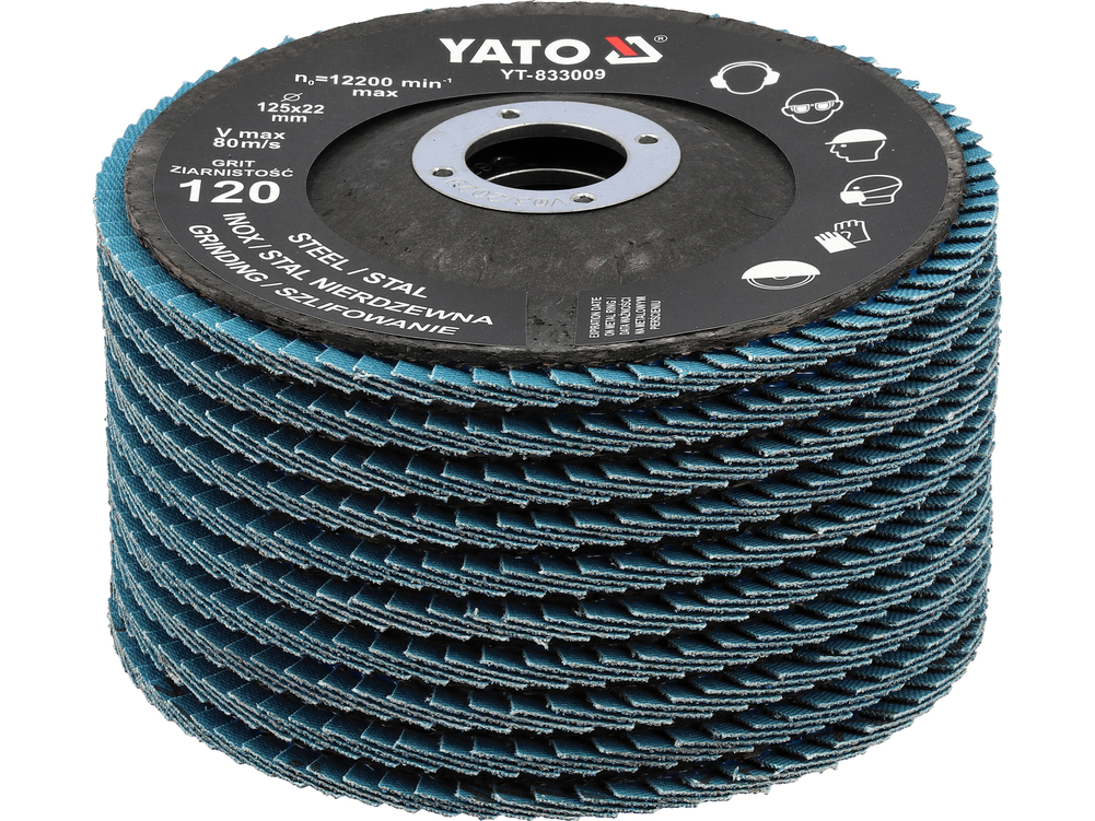 Šlifavimo diskas lapelinis | ZIRCONIUM | P120 | 125X22mm | 10 vnt (YT-833004)