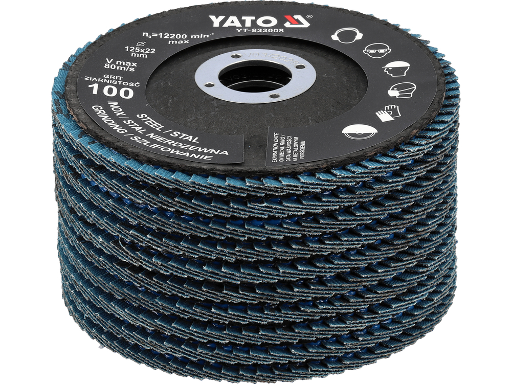 Šlifavimo diskas lapelinis | ZIRCONIUM | P100 | 125X22mm | 10 vnt (YT-833003)