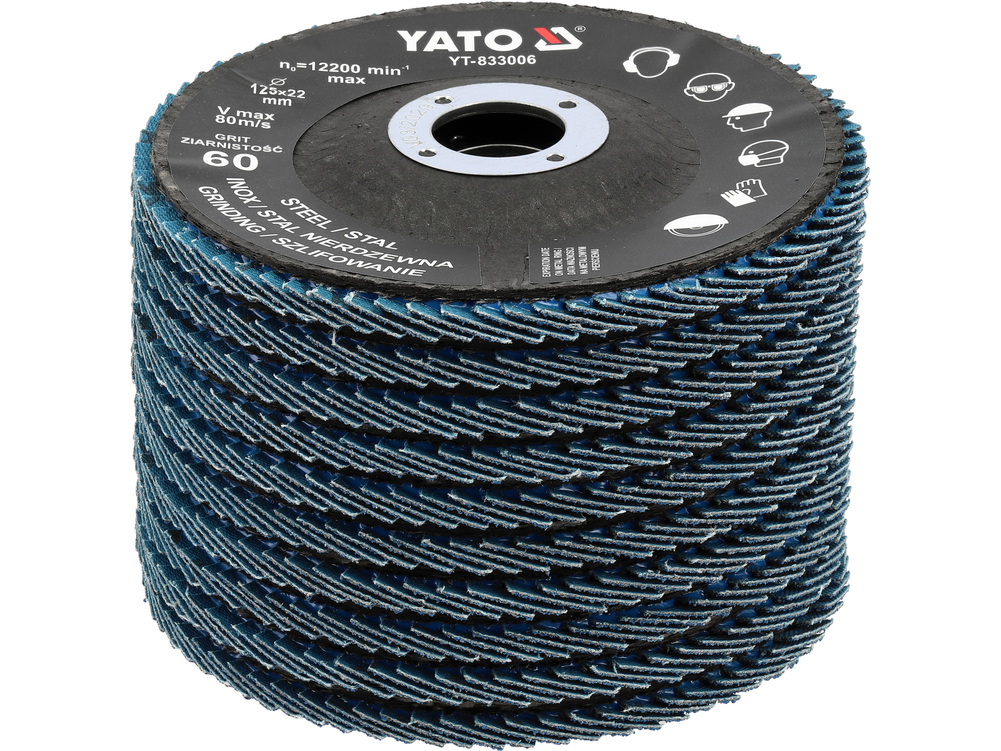 Šlifavimo diskas lapelinis | ZIRCONIUM | P60 | 125X22mm | 10 vnt (YT-833001)