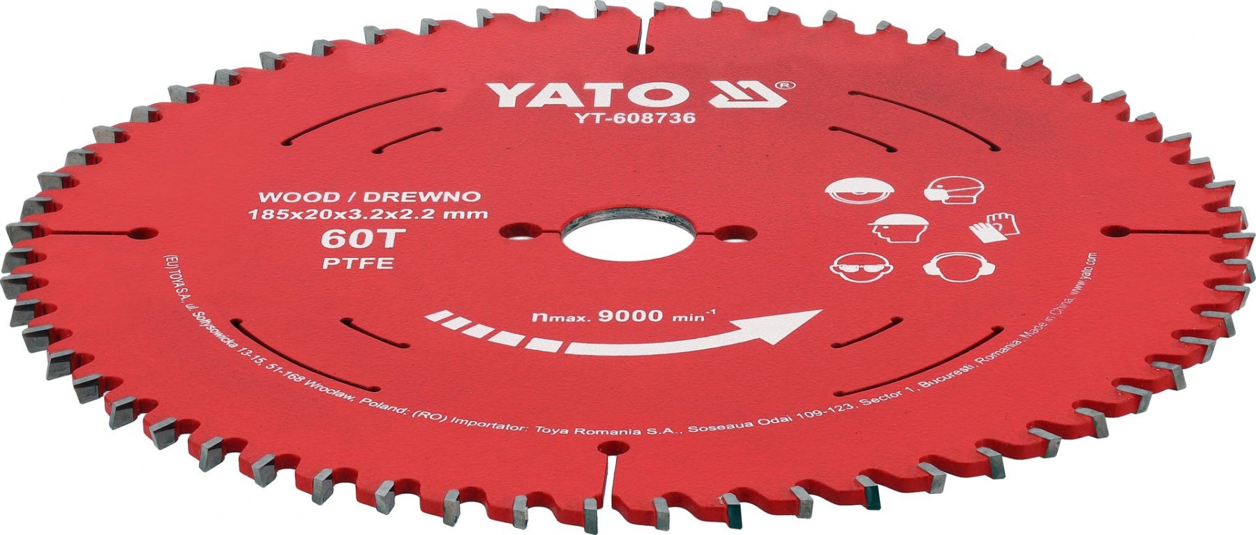 TCT pjovimo diskas medienai | 185 mm | 60 dantukų | 20 mm | su PTFE danga (YT-608736)