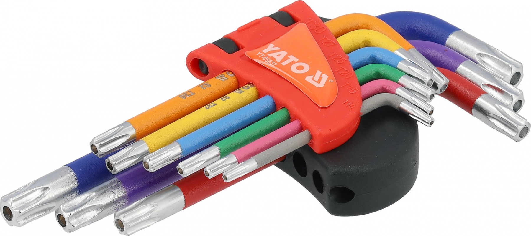 L tipo raktų rinkinys | spalvoti / S2 | T-Star (Torx) / T10 - T50 | 9 vnt. (YT-05637)