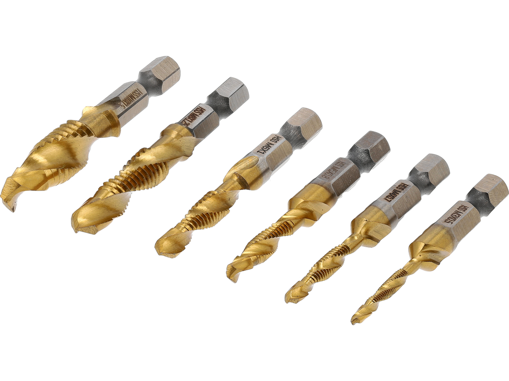 Grąžtų / sriegiklių rinkinys HEX | 6 vnt | M3-M10 (24200)
