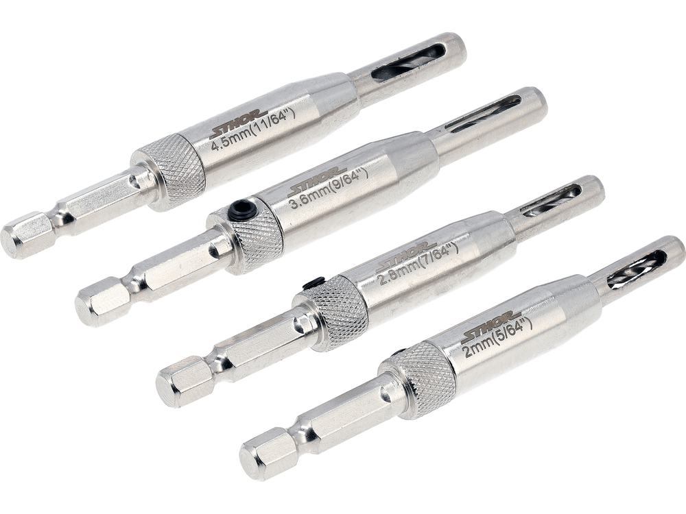 Durų ir langų vyrių grąžtų rinkinys | 4 vnt | 2 - 4.5 mm (22750)
