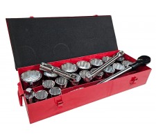 Galvučių ir rakto komplektas 12 kampės | 25 mm (1") | 36 - 80 mm | 22 vnt. (SS122)