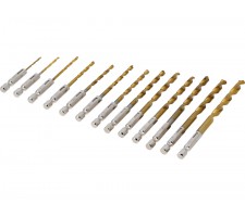 Grąžtų rinkinys su Hex 6.3 mm (1/4") galu | titano nitridas | 1.5 - 6.5 mm | 13 vnt (21655)