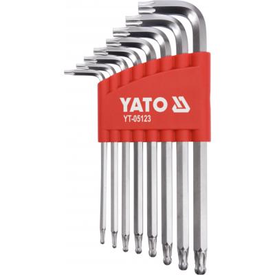 L tipo raktų rinkinys | ilgas tipas | T-Star (Torx) su šarnyru T9 - T40 | 8 vnt. (YT-05123)