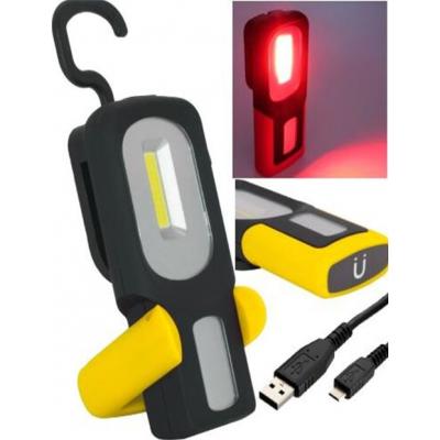 Darbo lempa akumuliatorinė + raudona šviesa | Li-Ion COB LED / USB (S560)