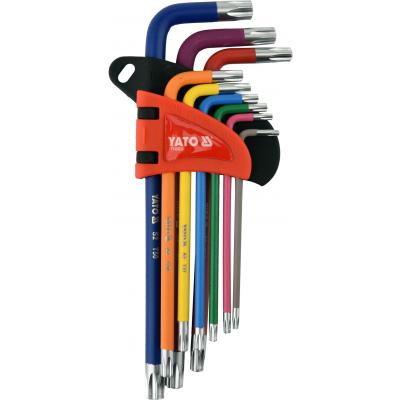 L tipo raktų rinkinys | spalvoti / S2 | T-Star (Torx) / T10 - T50 | 9 vnt. (YT-05633)