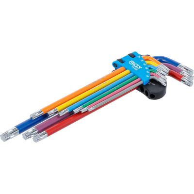 L tipo veržliarakčių rinkinys | daugiaspalviai | labai ilgi | T-Star (skirtas Torx) T10 - T50 | 9 vnt. (74459B)