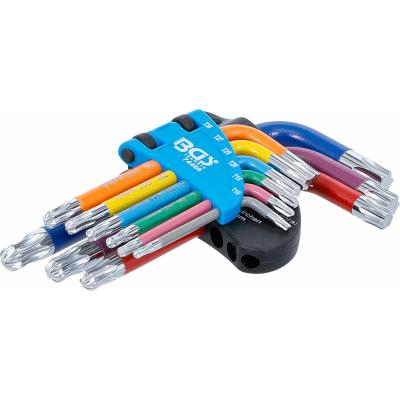 L tipo raktų rinkinys | daugiaspalviai šarnyriniai | T-Star (Torx) T10 - T50 | 9 vnt. (74466)