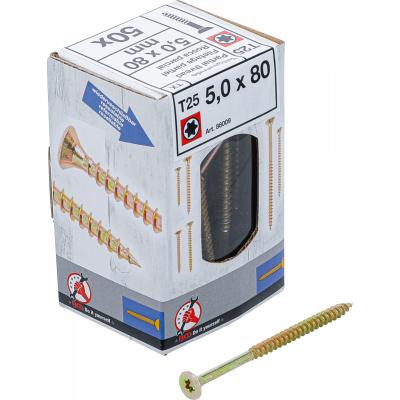 Universalūs varžtai | T-Star (Torx) T25 | 5.0 x 80 mm | 50 vnt. (88009)