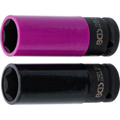 Galvutės smūginės ilgos plonasienės | su plastikine apsauga | 12,5 mm (1/2