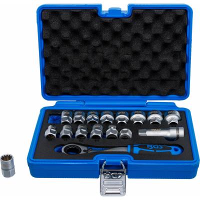 Kiauryminių galvučių rinkinys su terkšle | 19 mm | Gear Lock | 10 - 24 mm | 17 vnt (74712)