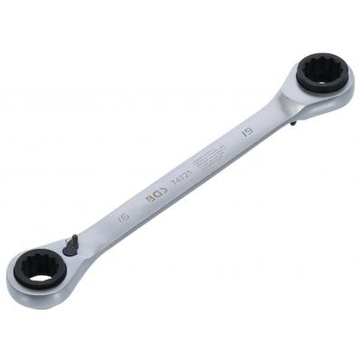 Raktas terkšlinis kilpinis | dvipusis su perjungimu | 4-in-1 | 16 x 17 - 18 x 19 mm (74721B)