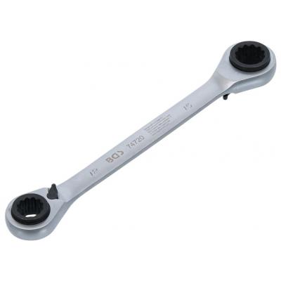 Raktas terkšlinis kilpinis | dvipusis su perjungimu | 4-in-1 | 12 x 13 - 14 x 15 mm (74720)
