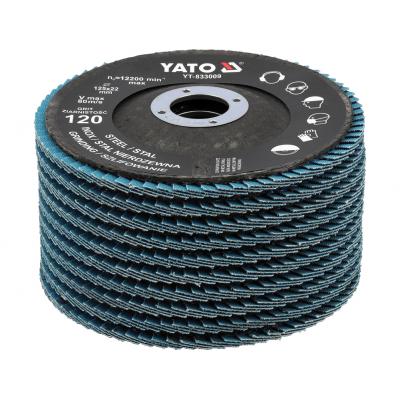 Šlifavimo diskas lapelinis | ZIRCONIUM | P120 | 125X22mm | 10 vnt (YT-833004)
