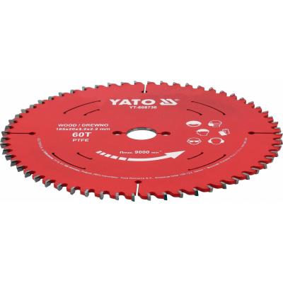 TCT pjovimo diskas medienai | 185 mm | 60 dantukų | 20 mm | su PTFE danga (YT-608736)