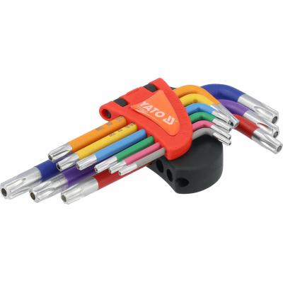 L tipo raktų rinkinys | spalvoti / S2 | T-Star (Torx) / T10 - T50 | 9 vnt. (YT-05637)