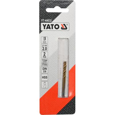 Grąžtas metalui HSS-TIN 2.0 mm, 2vnt. (YT-44632)