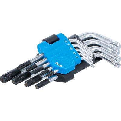L tipo raktų rinkinys | trumpi | T-Star su skylutėm (Torx) T10 - T50 | 9 vnt. (809)