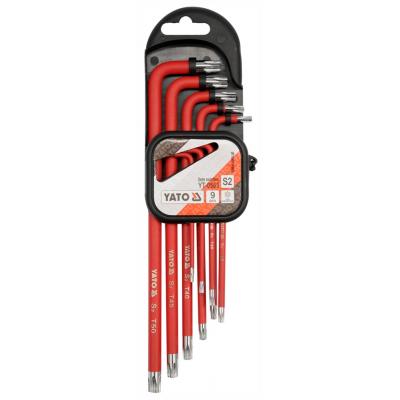 L tipo raktų rinkinys | ilgi | S2 | T-Star su skylutėm (Torx) T10 - T50 | 9 vnt. (YT-0563)