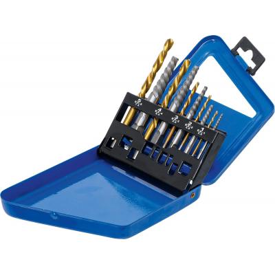 Užlūžusių varžtų išsukėjų ir kairinių grąžtų rinkinys | HSS | titano nitridas | 2 - 7.5 mm | 10 vnt. (6780)